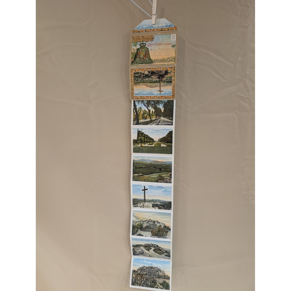 RIVERSIDE CALIFORNIA Scenic Folder Postcard Booklet 1924 Cross Mission Inn - Picture 5 of 5